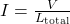 I = \frac{V}{L_{\text{total}}}