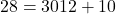 28= 30−12+10